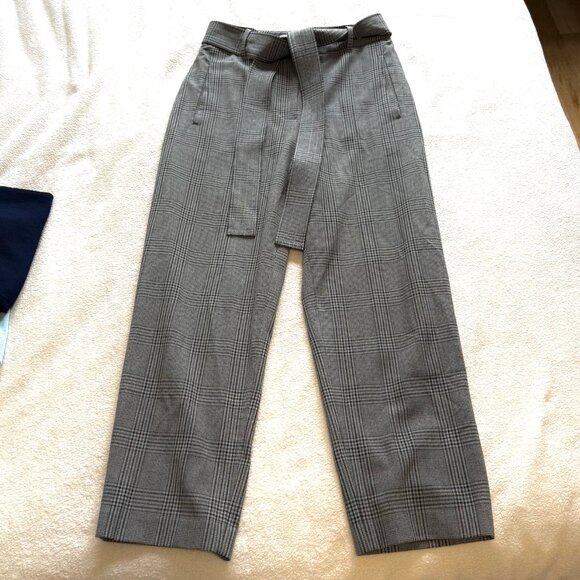 Aritzia Wilfred Tie Front Pants Grey Plaid - Picture 2 of 6